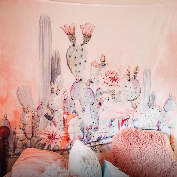 Hippie Flamingo Cactus Plant Garden Wall Decor/Art - Picture 4 of 6